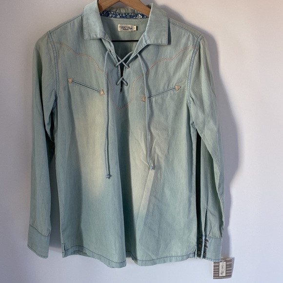 Tasha Polizzi Brentwood Shirt - Chambray - Pearl Button Snaps - SZ S NEW - Picture 2 of 9